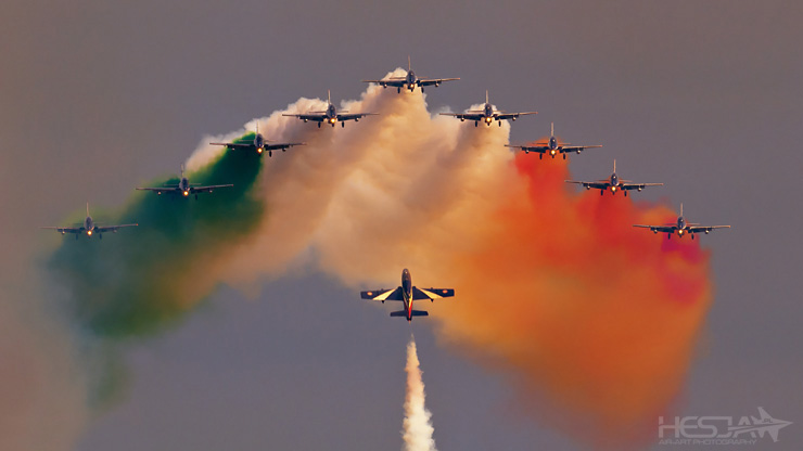 Frecce Tricolori Aerobatic Team during the most intensive moment of their display - Aug. 28th 2011, 5.18 PM.